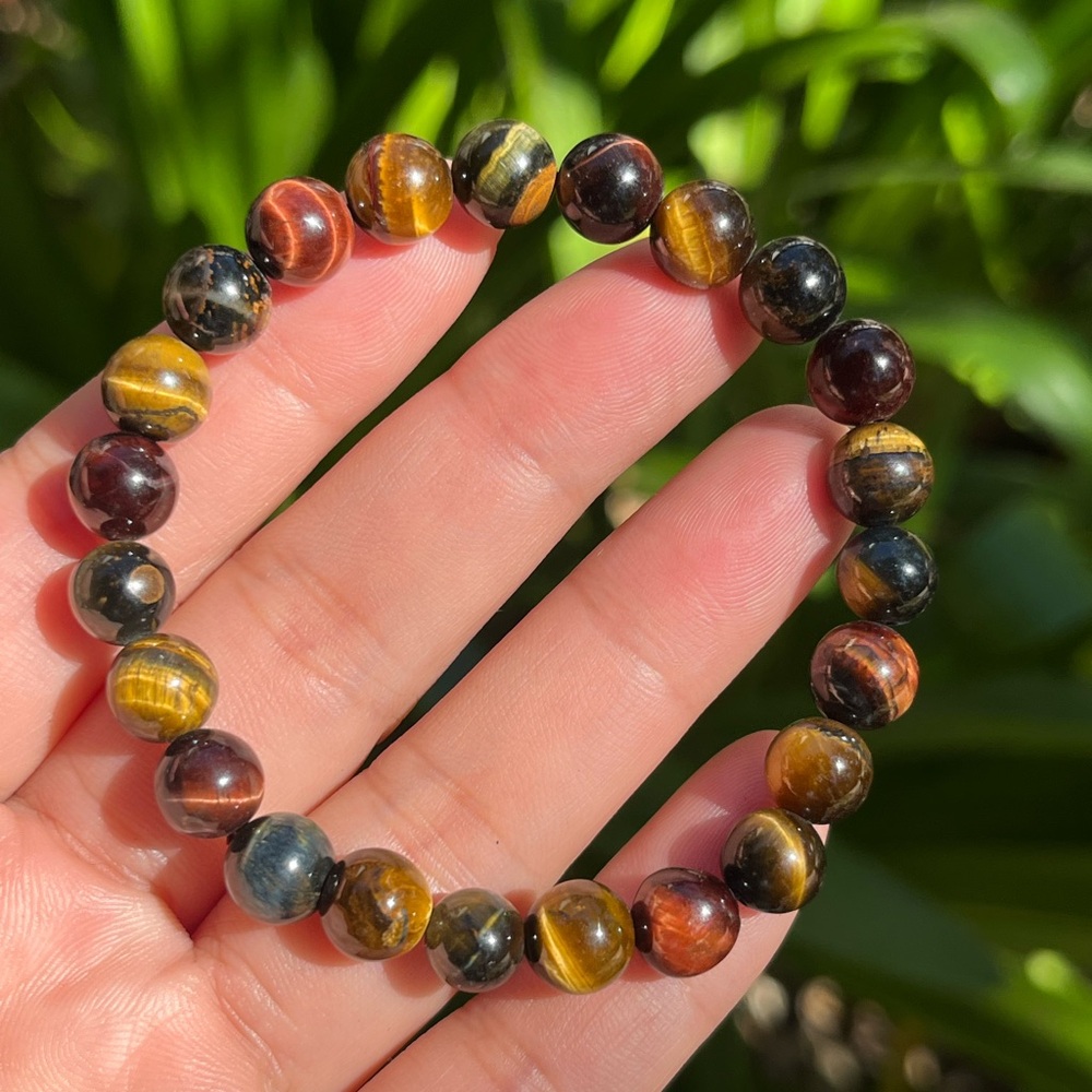 8mm stretchable rainbow tiger eye bracelet